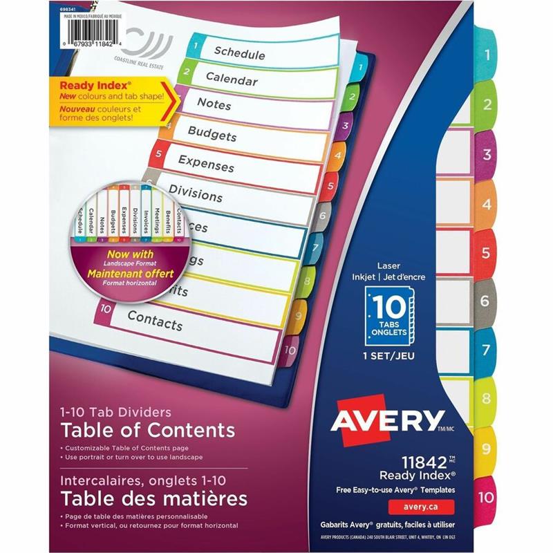 Image Ready Index® Customizable Table of Contents Dividers