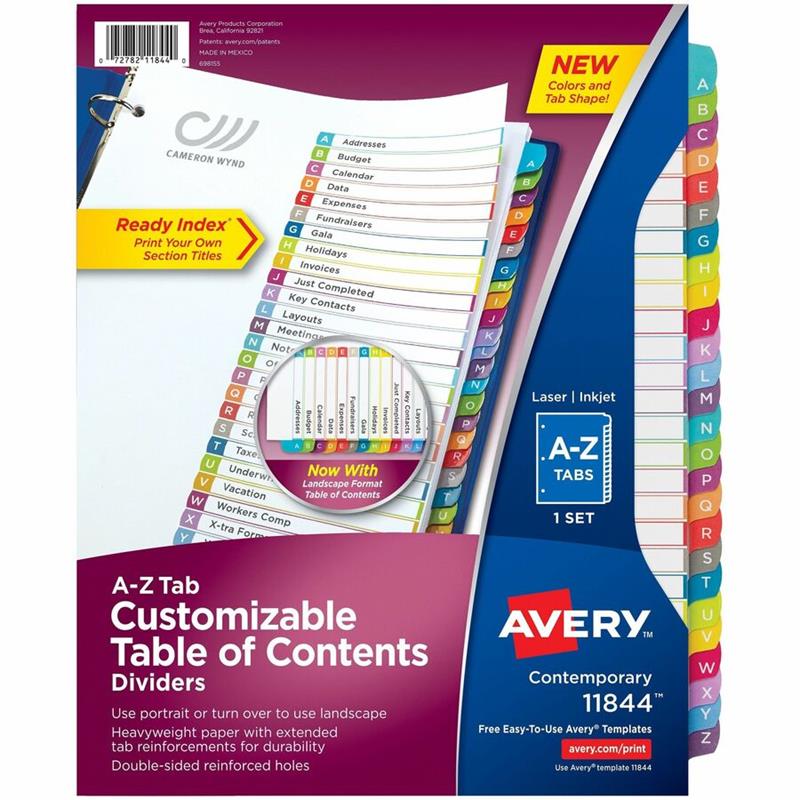 Image Ready Index® Customizable Table of Contents Dividers