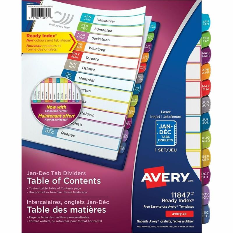 Image Ready Index® Customizable Table of Contents Dividers