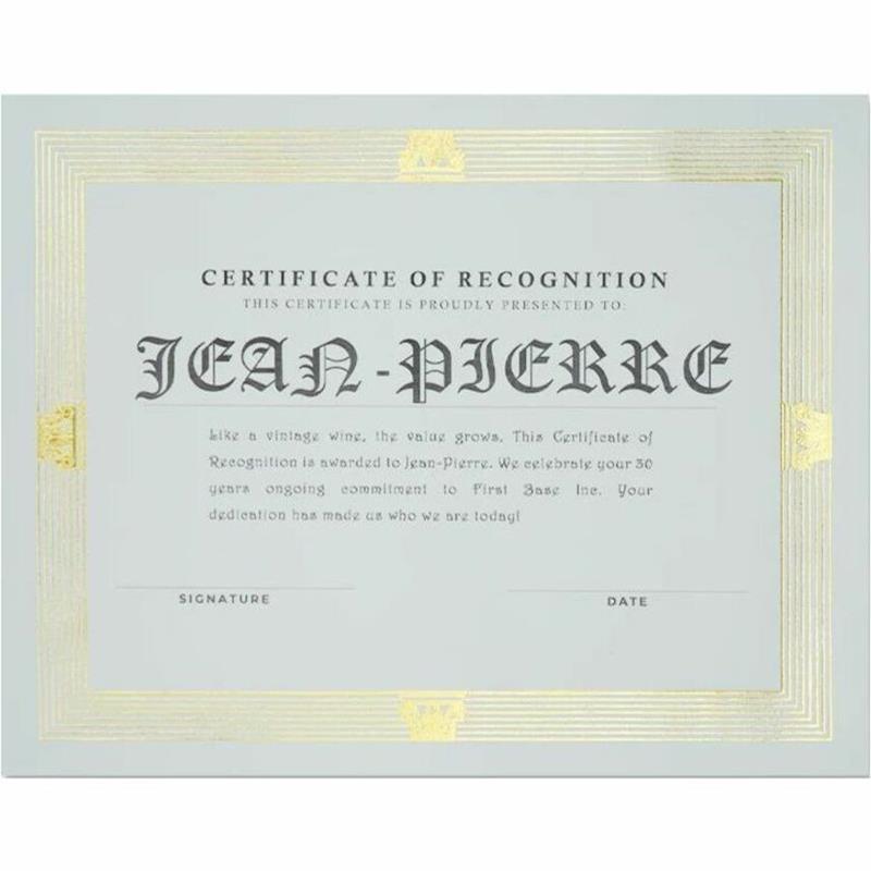 Image Certificats dorés métallisés St.James™ Elite